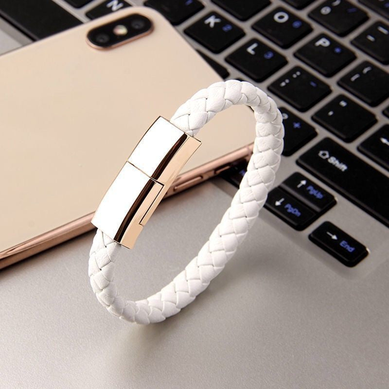 Leather Braided Usb Data Cable Bracelet