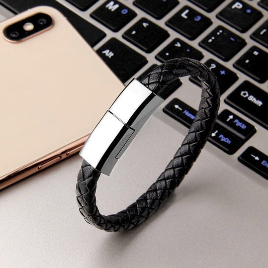 Leather Braided Usb Data Cable Bracelet