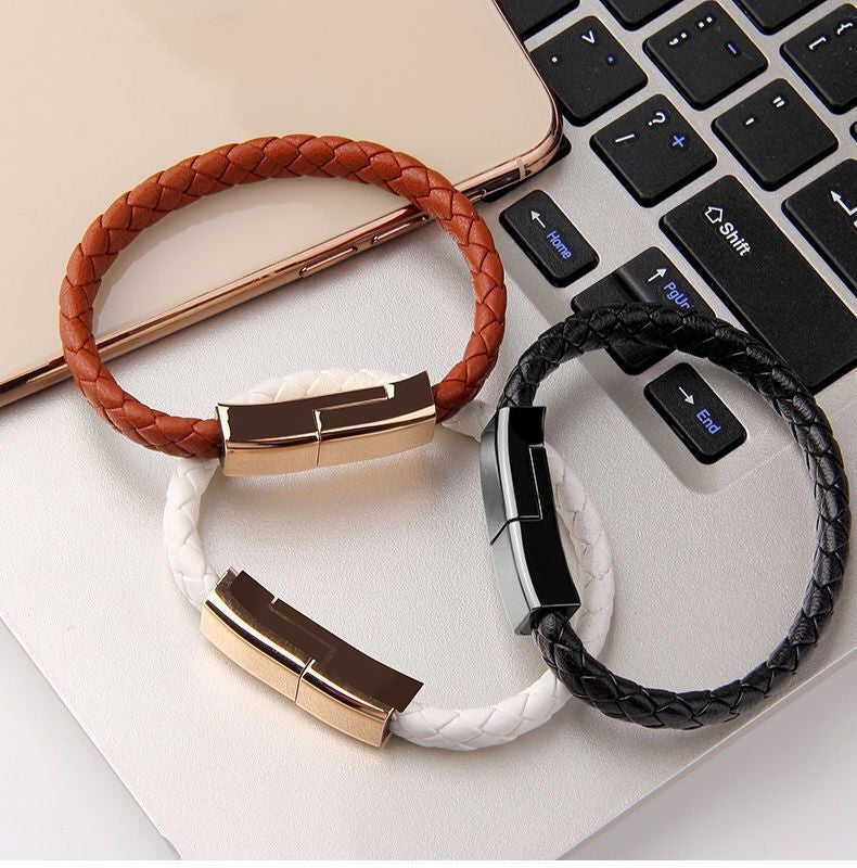 Leather Braided Usb Data Cable Bracelet