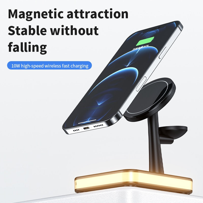 Magnetic Wireless Charger Stand Dock For iPhone 14 13 12 Pro Max+ Apple Watch 8 + Airpods