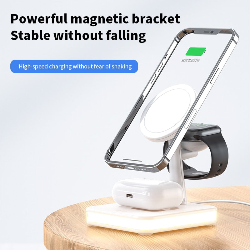 Magnetic Wireless Charger Stand Dock For iPhone 14 13 12 Pro Max+ Apple Watch 8 + Airpods