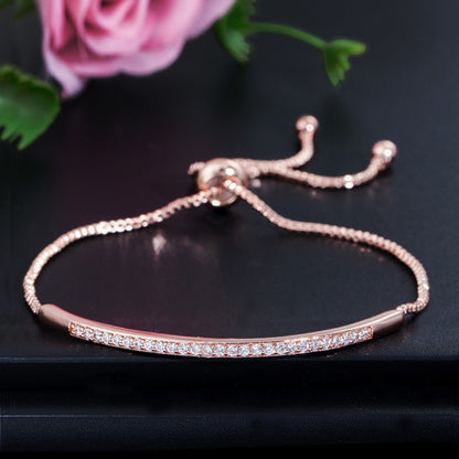 Adjustable Bracelet Bangle for Women Brilliant CZ Rose Gold