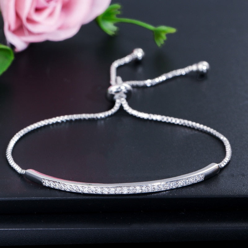 Adjustable Bracelet Bangle for Women Brilliant CZ Rose Gold