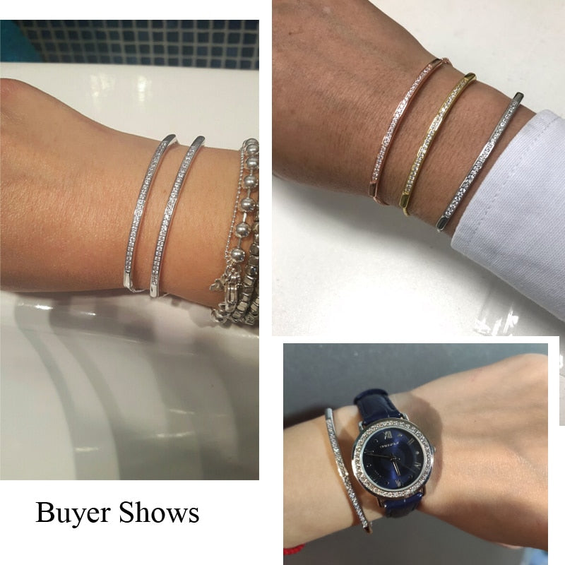 Adjustable Bracelet Bangle for Women Brilliant CZ Rose Gold