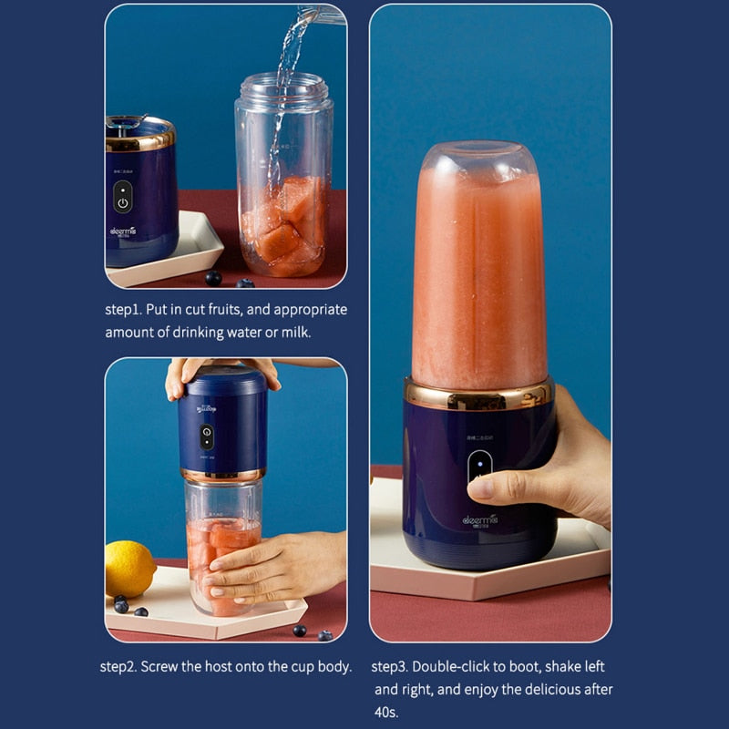 Portable Juicer Blender 300ml Electric Fruit Juicer USB Charging