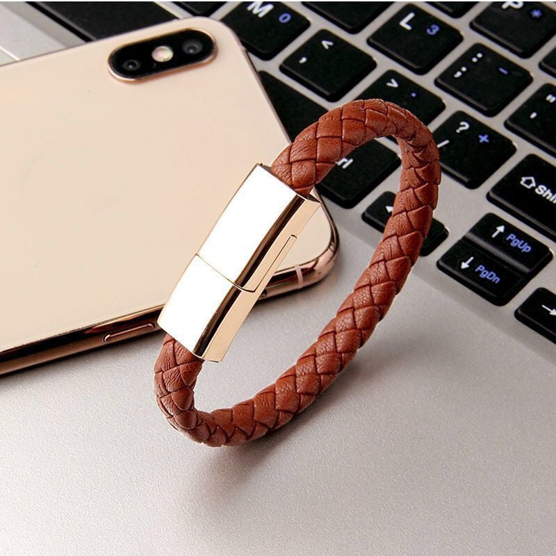 Leather Braided Usb Data Cable Bracelet